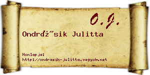 Ondrásik Julitta névjegykártya